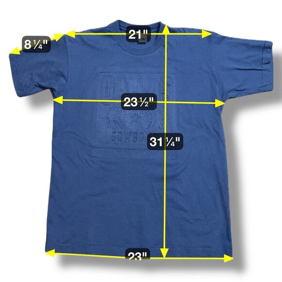 Vintage Cowboys T-Shirt Mens Single Stitch Navy Embossed Graphic 90s Tee Sz L - Picture 6 of 6